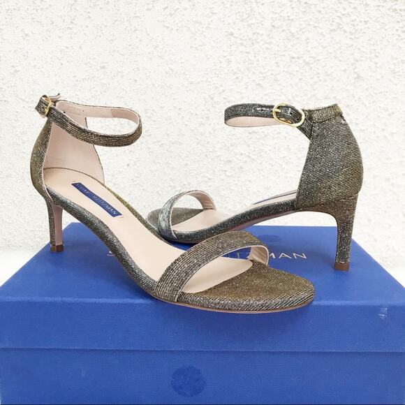 Stuart Weitzman Nu Naked Straight 60mm Sandal Nighttime Lame - Picture 3 of 9